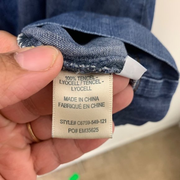 Cloth & Stone Sleeveless Chambray Dress Blue Size S Casual Button Front - Picture 5 of 8